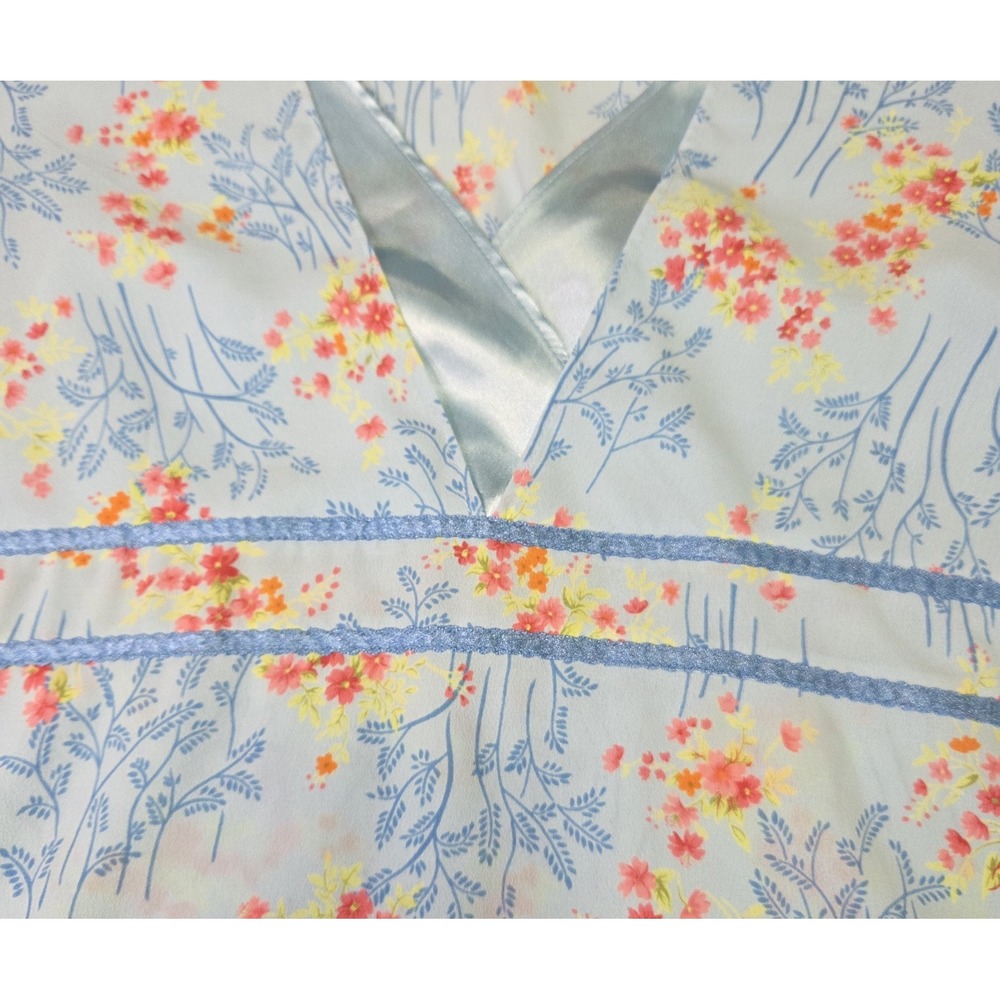 Old Navy Vtg Womens Floral Babydoll Top Medium Satin Trim y2k Fairycore Coquette - Picture 6 of 7